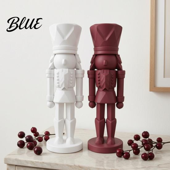 Modern Nutcracker Figure 3D Printed Soldier Statue Geometric Minimalist Figurine for Desk Luxury Home Tabletop Piece Shelf DIY Paintable Sculpture,