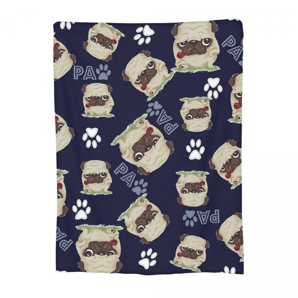 Dog Sherpa Cute Pug Dog Animal Theme Blankets Flannel Throw Blanket Lightweight Throw Blankets for Bedding Throws Bedspread