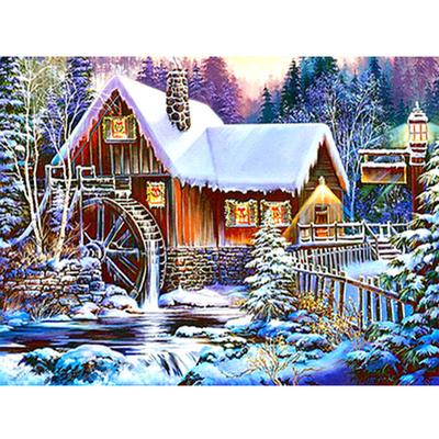 Diamant peinture paysage d'hiver 5D bricolage broderie maison mosaïque décor à la maison cadeau