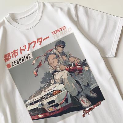 חולצת טישירט רטרו Ryu Street Fighter GTR חולצה נוסטלגית שנות ה-80 שנות ה-90 מתנה בשבילו ובשבילה
