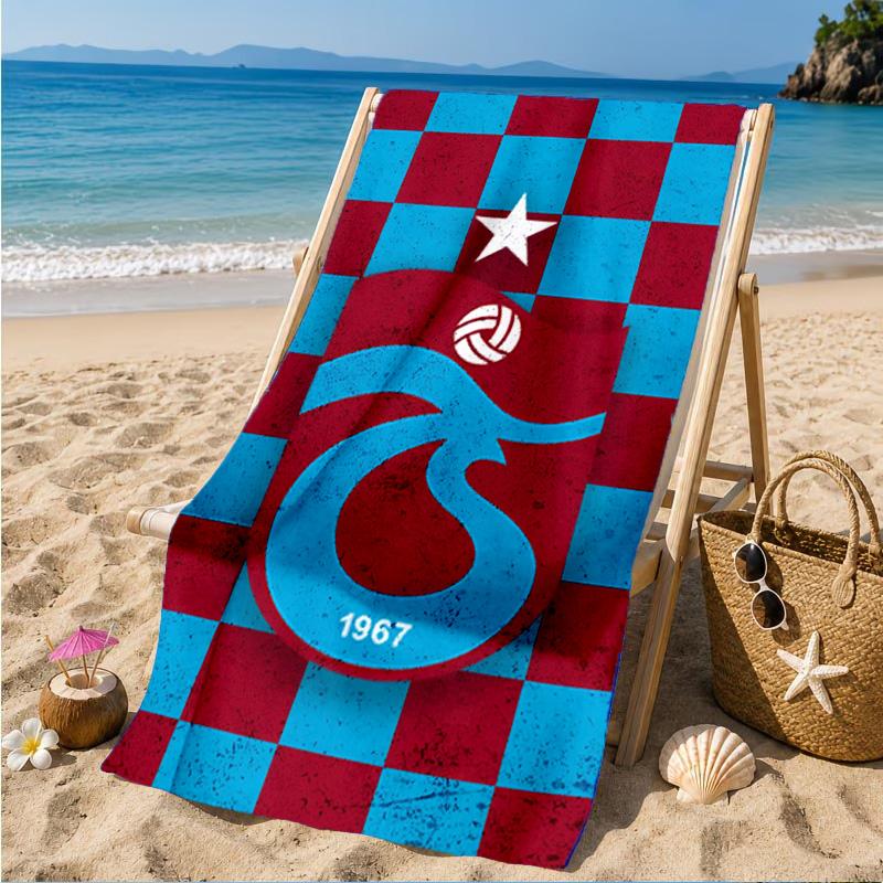 Trabzonspor Crest Emblem Beach Towel, Quick-drying, Easy to Care for, Suitable for Both Fitness and Beach Vacations,Sports Essential