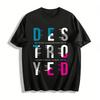 Abstract Letter Print Casual Trendy Streetwear Top Pure Cotton T-shirt