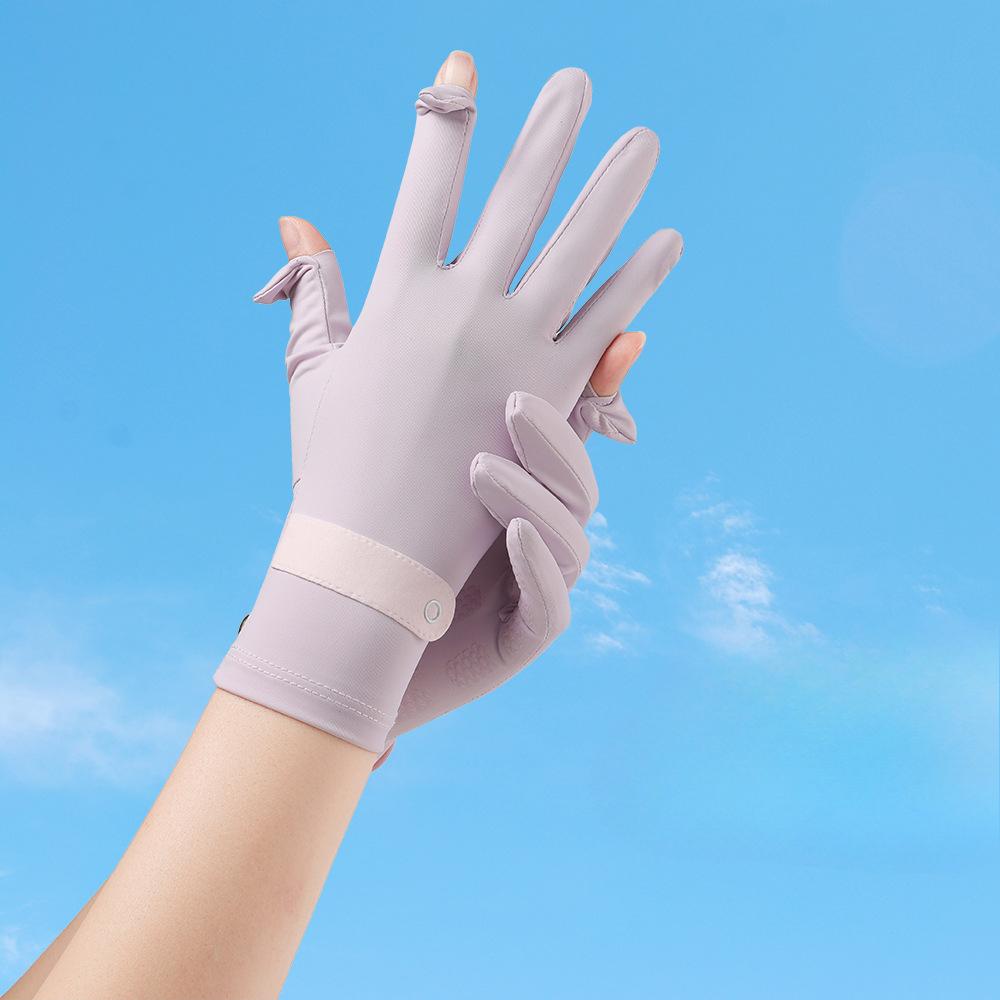 Sunscreen Gloves Summer Ice Silk Women's Outdoor Sports Ice Sensing Thin Breathable Non Slip Cycling Flip Touch Screen Gloves
