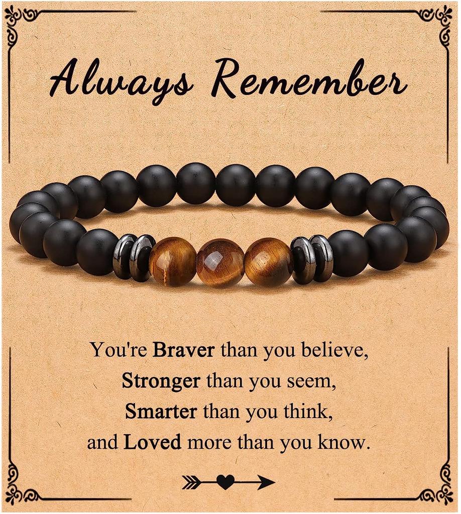 Natursteinarmbänder für Papa Mann Sohn Bruder Freund Vulkanstein Armreif Valentinstag Jahrestag Geburtstag Weihnachtsgeschenke