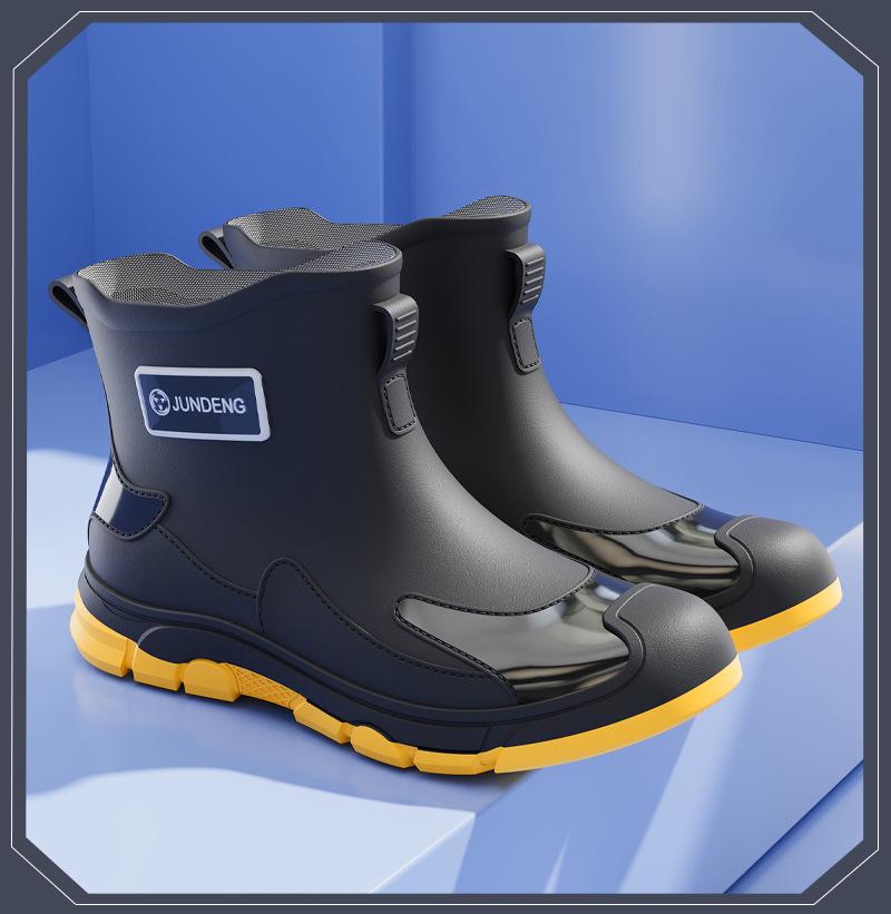 Cross-Border Fashion Men's Short Rain Boots - Trendy, Cool, Warm Rubber Wading Shoes for Outdoors