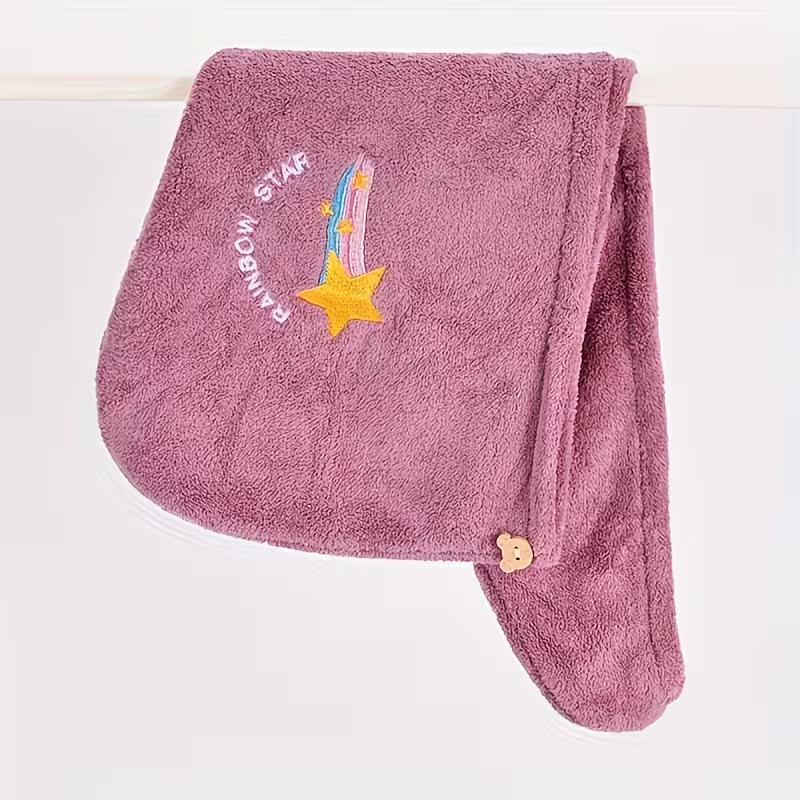 

Women Microfiber Hair Drying Cap Coral Fleece Quick Dry Hair Turban with Single Strap Anti Frizz Absorbent Hair Wrap Bath Hair Towel фиолетовый