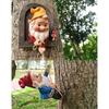 Garden Gnome Statue,Climbing Elves Garden Sculpture,Outdoor Fairy Door Figurines,Fairy Hanging Decor,Tree Hugger Perfect for Garden Lovers Lawn,