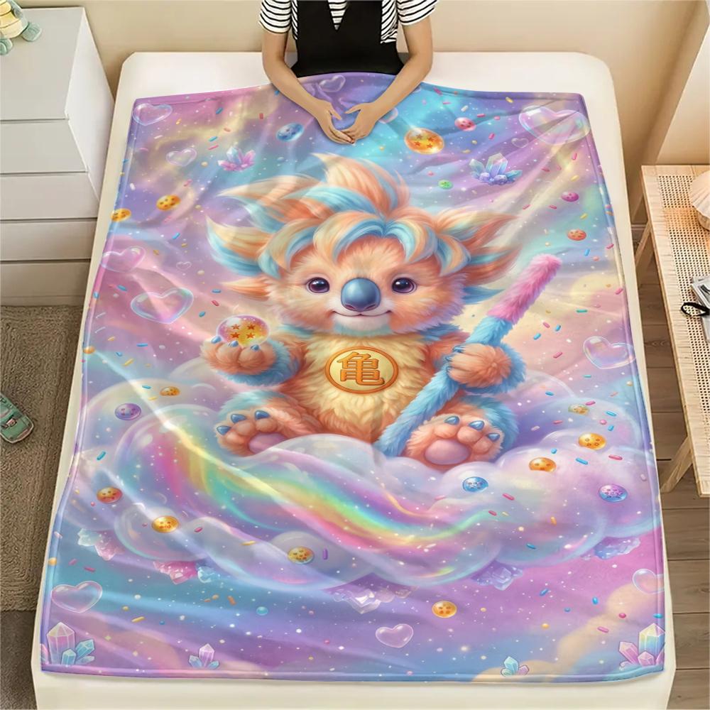 Dragon Ball Super Print Flannel Blanket Cozy Warm Throw for Bedding Couch Picnic Outdoor-Xin 75x90cm