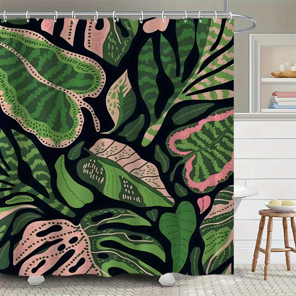 Tropical Leaf Shower Curtain - Anti-Mold, Waterproof Bathroom Decor, Unique Gift, Stylish Design, Vibrant Colors