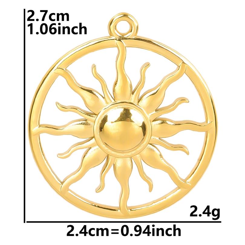 6pcs Real Gold Plated Sun Charms For Jewelry Making Supplies Stainless Steel Charm Pendants Heart Moon Thread Sunshine Material