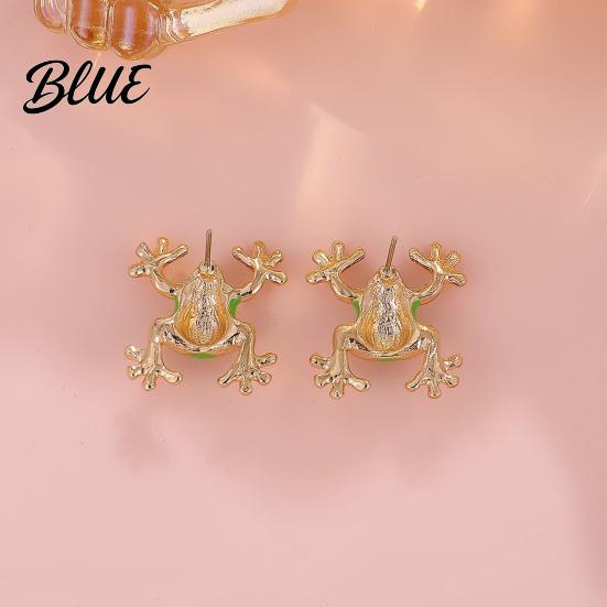 Animal Ear Accessories 46024 Pairs Frog-Shaped Earrings Sparking Rhinestones Inlaid