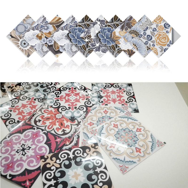 10 PCS PVC Tile Sticker Set Self Adhesive Removable Tile Waterproof Kitchen Bathroom Furniture Stairs Home Decor