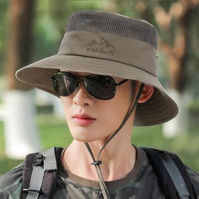 Hat Men's Summer Breathable Fisherman's Hat Outdoor Large Brimmed Sun Hat Cycling Face Covering Sunshade Hat Breathable Fishing Hat