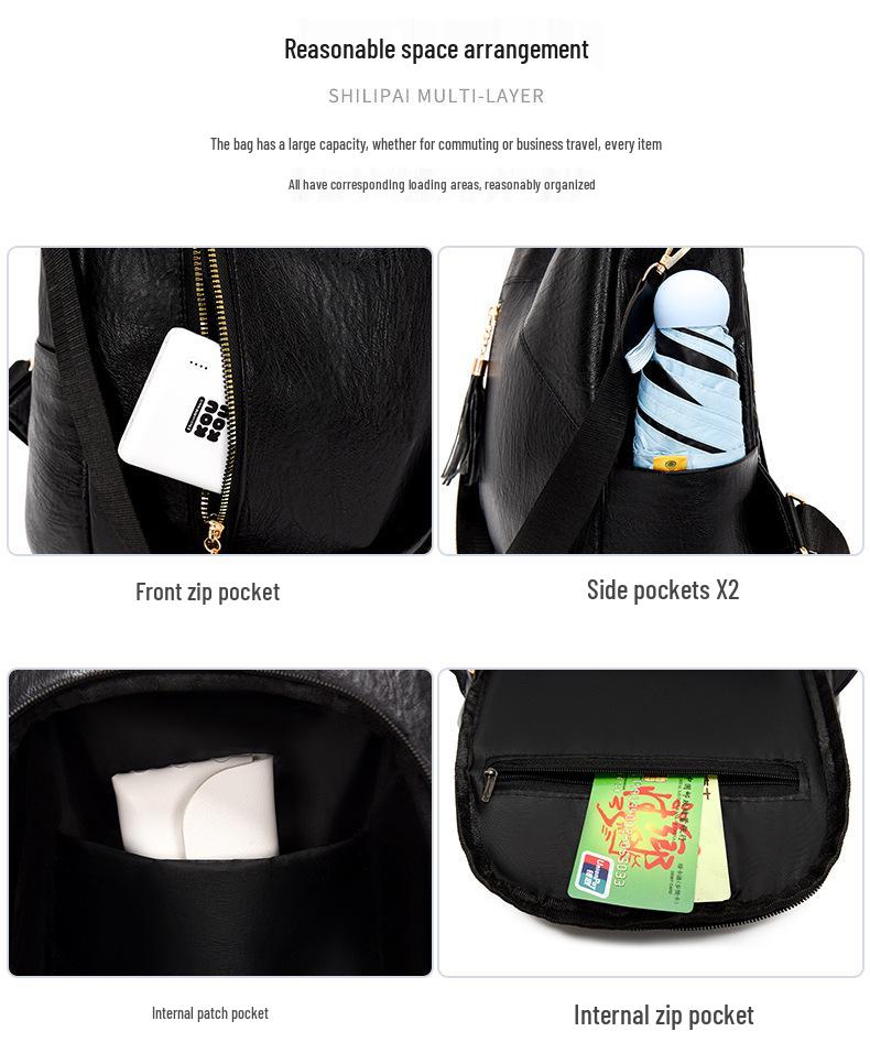 2025 Women's Simple Patchwork Anti-theft Outdoor Travel & Multifunctional Student Backpack