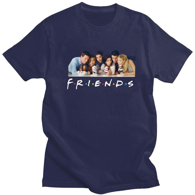 Custom TV Show Friends T Shirts for Men Pure Cotton Tees Tshirts Short Sleeve Fashion Tshirt Clothes