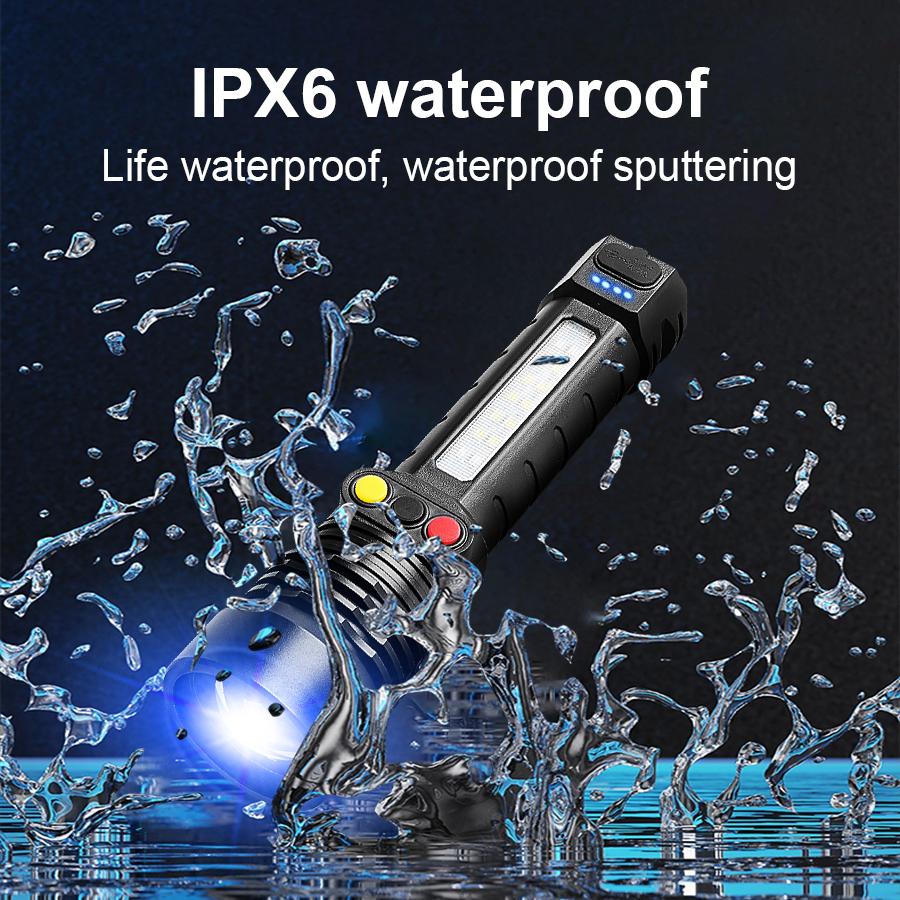 99000LM High Power Flashlight 3 Light Source Rechargeable Torch With Yellow Light Outdoor Work Camping Lantern Zoom Torch Light