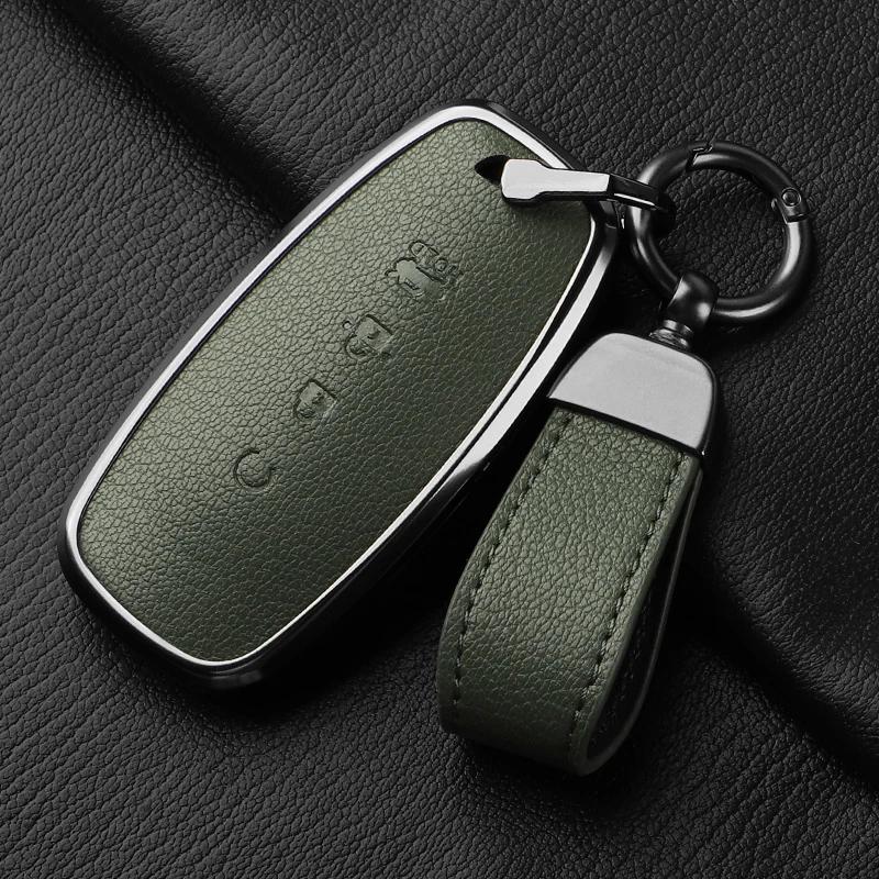 yxkpz10 4 Button Aluminum Alloy Goatskin Car Key Case Cover For Nissan X-trail T33 Qashqai J12 Teana 2022 2023 Car keychain Accessories