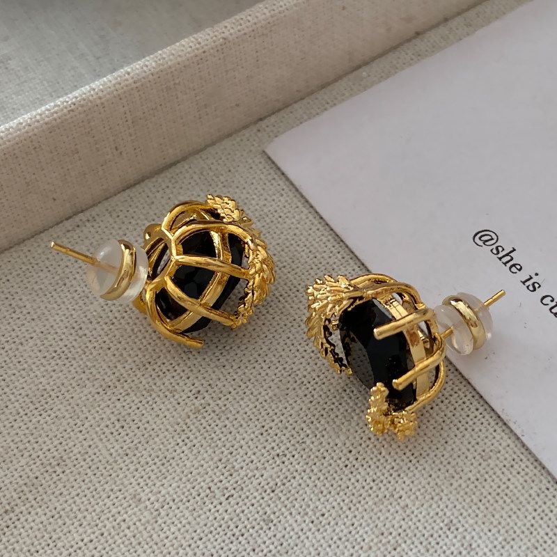 Accessible Luxury Wheat Best Selling Special-Interest Design Square Black Agate Gold