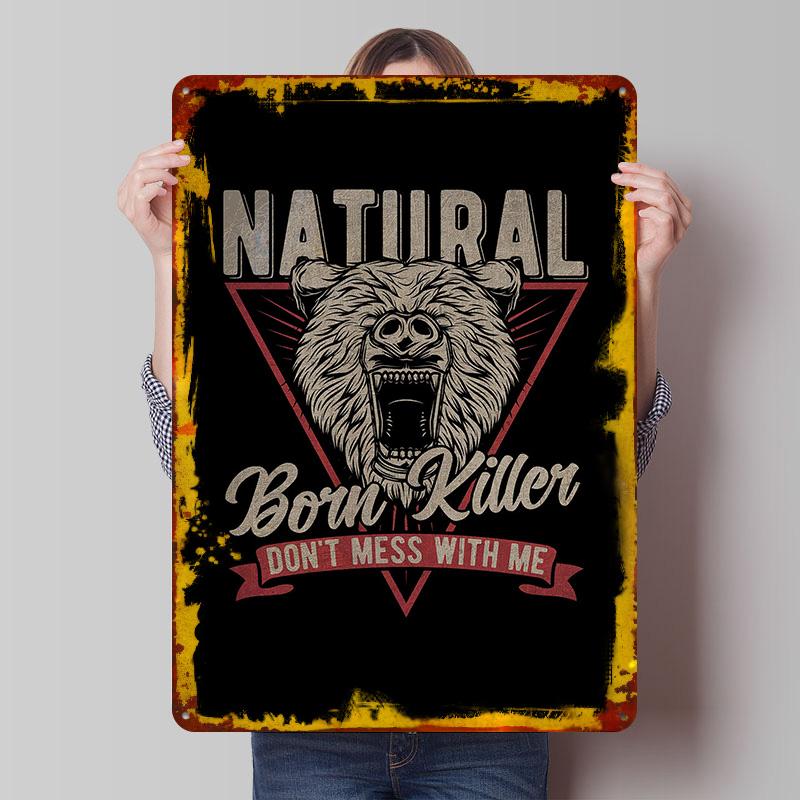 

Born Killer Printed Poster Customized Wall Art Retro Vintage Metal Tin Signs for Gamer Decoration Room Desk Decor Coffee Bar 7.9x11.8In(20x30cm)