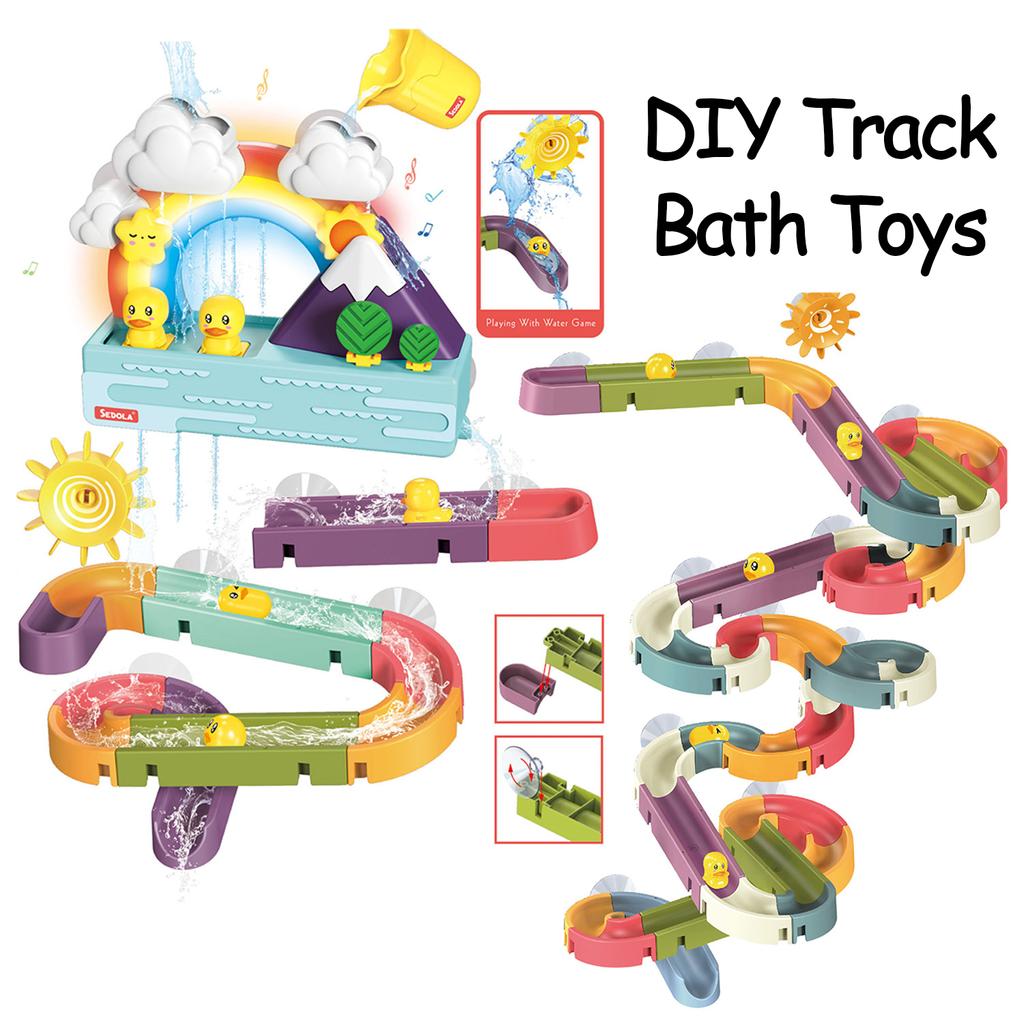 Baby DIY Putting Together Track Slide Suction Mug Playthings Bath Tub Playthings Baby Bathroom Bathtub Shower Plaything Kit Duck Water Playthings for