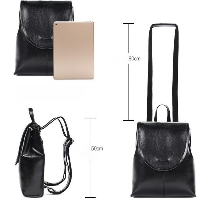 Zaino da Donna in Vera Pelle Vacchetta Cerata Zaino Vintage da Donna per Studenti Universitari e Scolari Borsa per Libri Borsa a Spalla per Signore