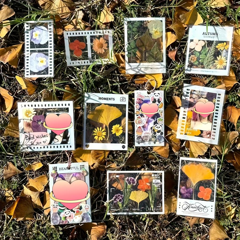 20pcs Vintage-Inspired DIY Transparent Bookmarks with Pressed Flower and Leaf Art - Handmade Frame, Perfect for Nature Themes