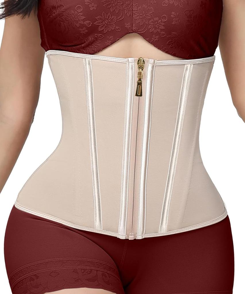 Waist Trainer for Women Tummy Control Waist Cincher Girdle Hourglass Body Shaper Underbust Shapewear Belt withZipper and Hooks