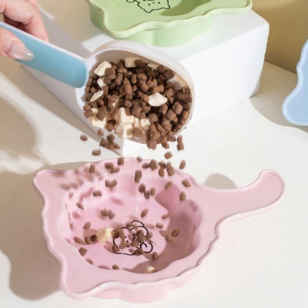 Ceramic Cat Food Water Bowl Solid Color Pet Drinking Feeder Cute Pet Food Bowl  Indoor