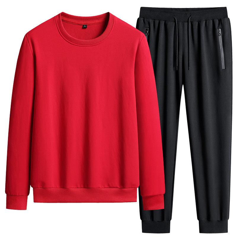 Autumn Large Size Casual Sports Suit Fashion Men's Long Sleeve Round Neck Loose Sweater Two Piece Set