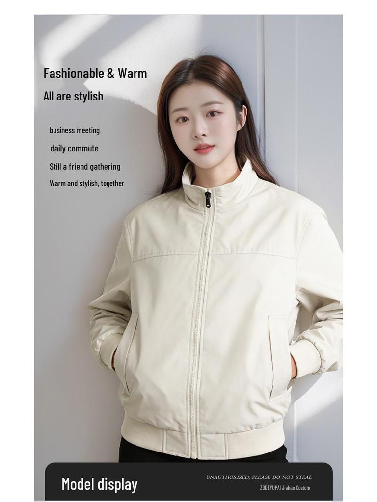 Windproof Custom Embroidered Coach Flight Jacket with Stand Collar