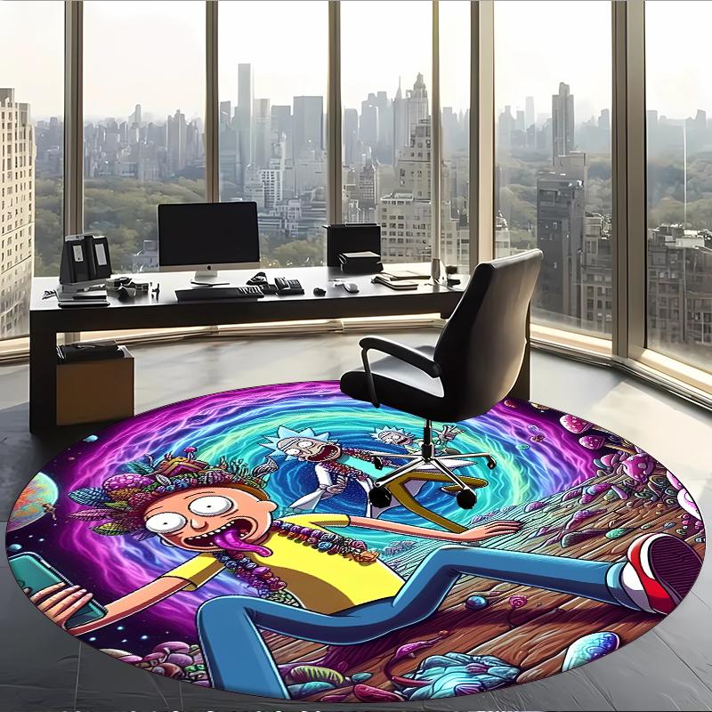 Rick And Morty (5) Round Office Rug Decorative Floor Rug for Office Bedroom Living Room and Home Space