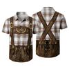 Men’s Short Sleeve Button Down Shirt with Vintage Festival Print Relaxed Fit Casual Party and Everyday Wear Top