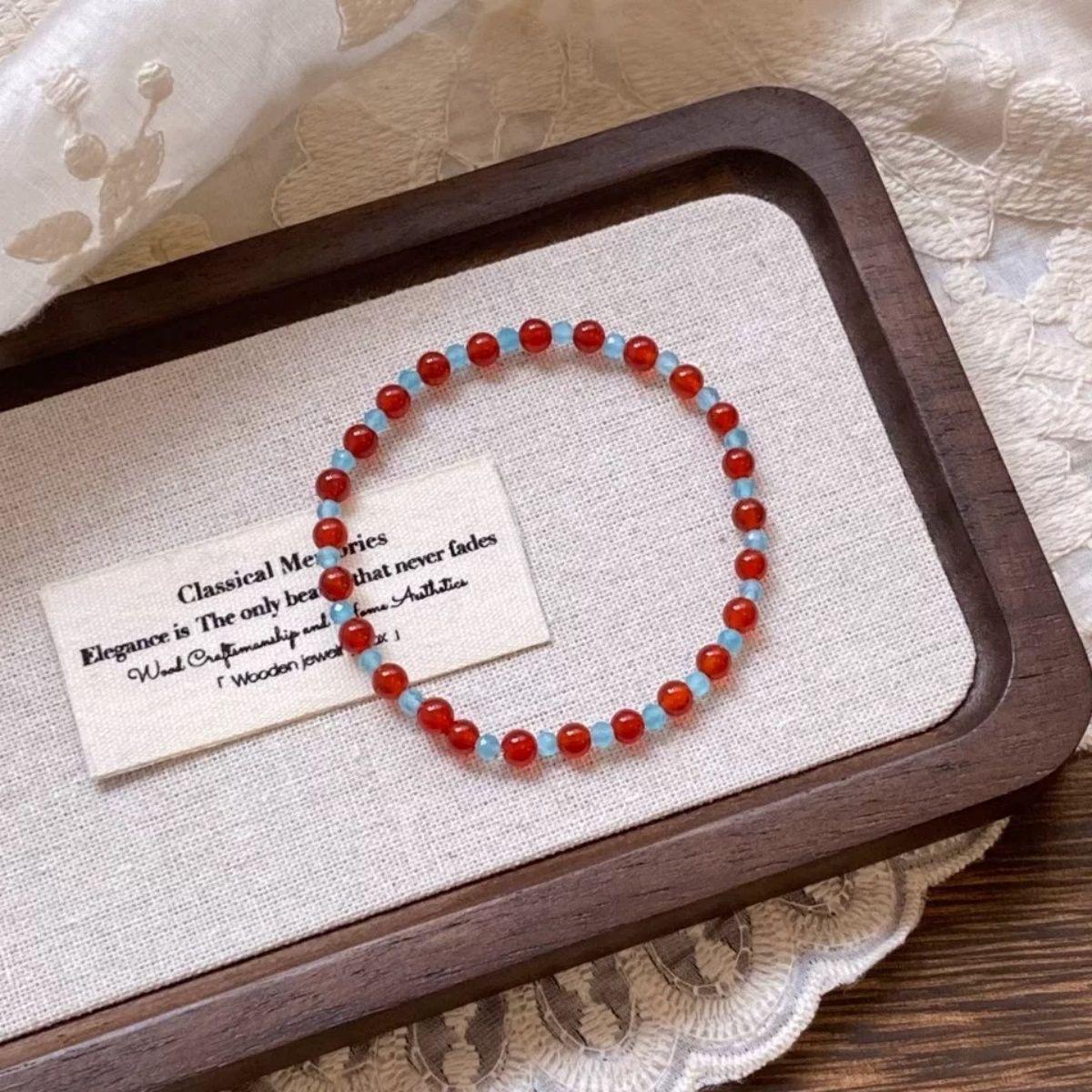 

Vintage Chinese Style Red and Blue Koi Fish Beaded Bracelet - Women s Exquisite Layered Hand Jewelry