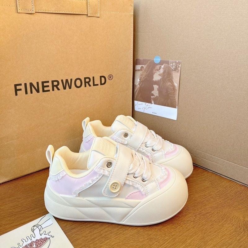 Bread Shoes Women's Thick Soles Cute Students New Niche Design Versatile Little White Shoes