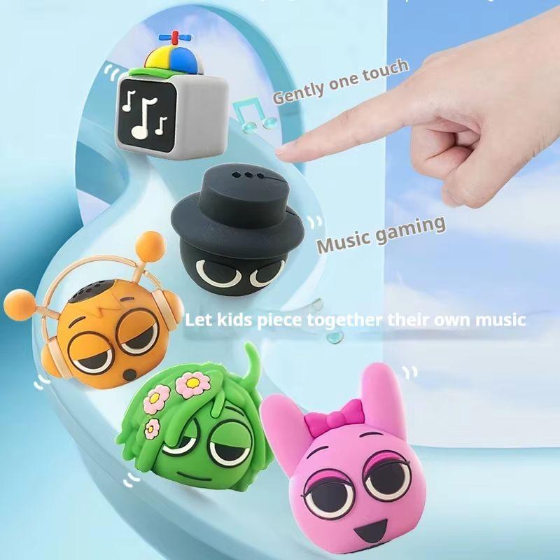 5 peças Caixa Sprunki Conjunto Completo Figuras Sonoras Ativadas por Toque Personagem de Jogo PVC Colecionável Brinquedo Musical Decoração de Mesa Presente de Feriado