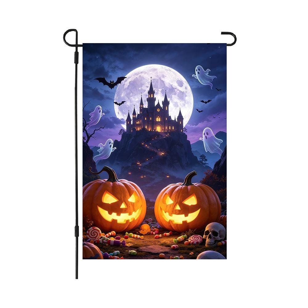 Halloween Garden Flag Linen Double Sided Yard Decoration Flag (2pcs)