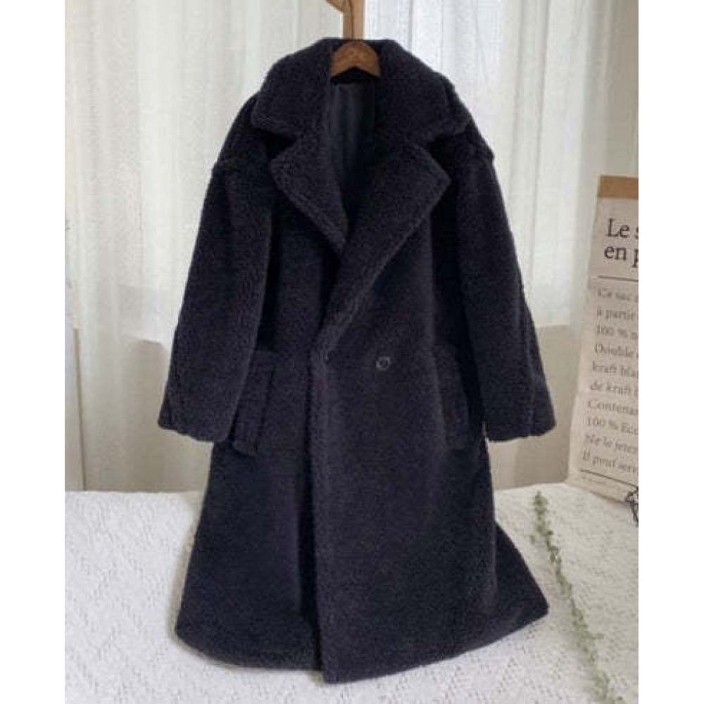 Loose Fur All-in-one Imitation Fur Jacket For Women Mid-length Large Trench Coat Lambswool