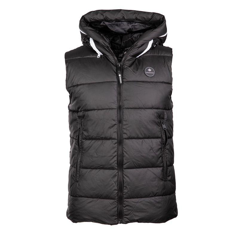 

Мужской черный пуховик без рукавов на молнии с капюшоном PARAGOOSE