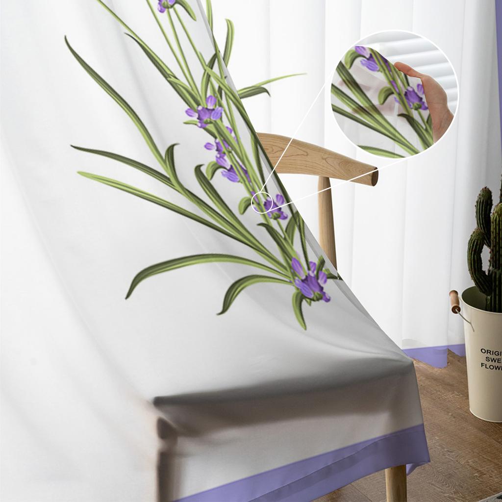 Purple Flower Lavender Romance Tulle Curtains For Living Room Decoration Modern Chiffon Sheer Voile Kitchen Curtain