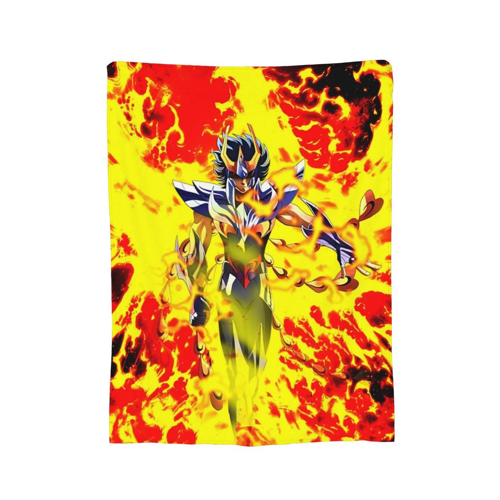 Knights Of The Zodiac Anime Fleece Throw Blanket Saints Seiyas Blankets for Bedding Office Super Warm Bed Rug,