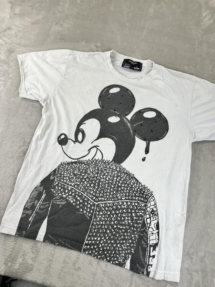 Domrebel Shirt Mens Large White Punk Mickey Studded Graphic Made In Canada Unisex T-Shirt S