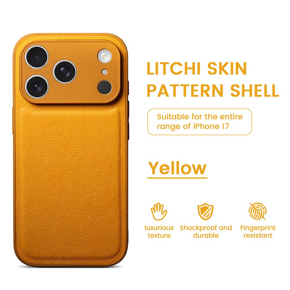 Plain Lychee Pattern Sense Large Window Phone Case For For Iphone 17 Air 16 1 14 Plus 13 Pro Max Advanced Shockproof Cover