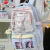 Japanese Stylish Transparent Backpack For High School Students With Large Capacity And Geometric Pattern