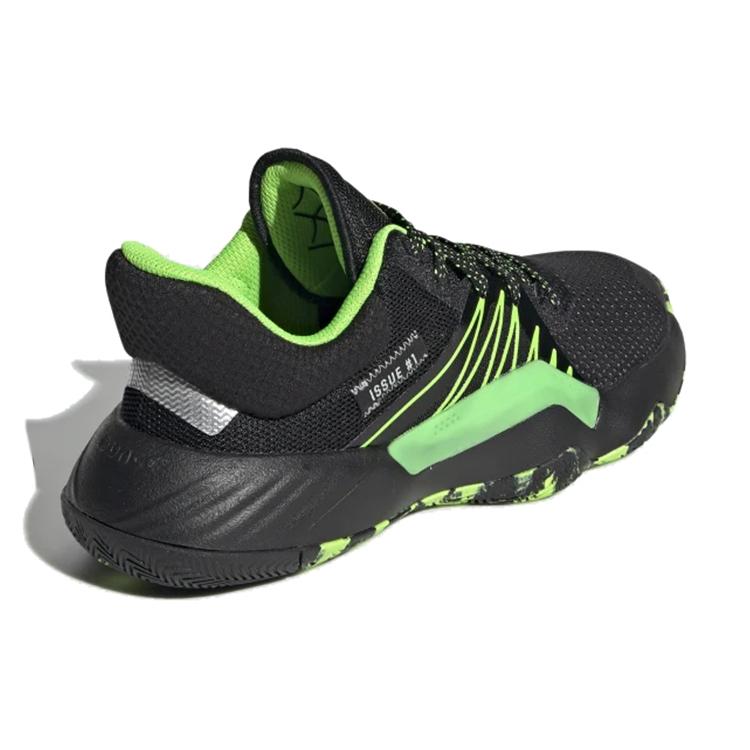Adidas D.O.N. Issue #1 J Non slip Lightweight Low top Children's Basketball Shoes Black Green Teenagers EF2933