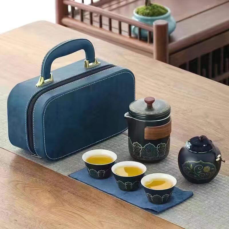 

Ancient Blue Travel Tea Set with Notebook Gift