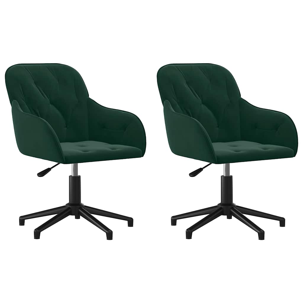 Vidaxl Swivel Dining Chairs, 2 Pcs, Dark Green, Velvet