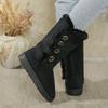 Button Snow Boots Women Winter Korean Style Round Head Plus Size Cotton Shoes Warm Flat Shoes