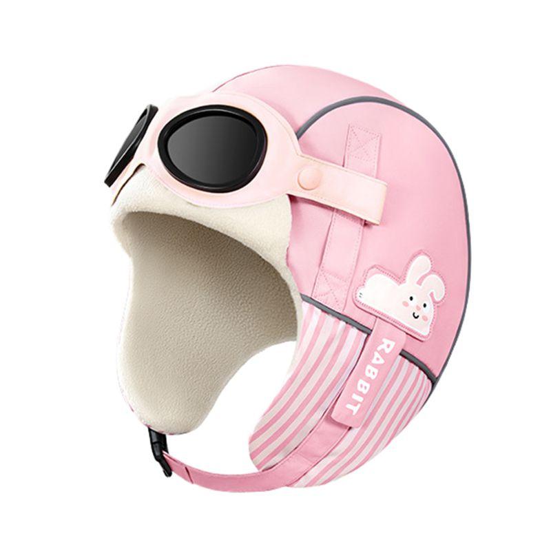 Children's Winter Pilot-Style Thickened Fleece-Lined Balaclava Hat with Goggles Ski Hat