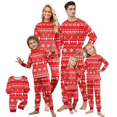 Print Cute Family Set Pajamas, Home Clothes, Family Set Long Sleeve Top Pants Set