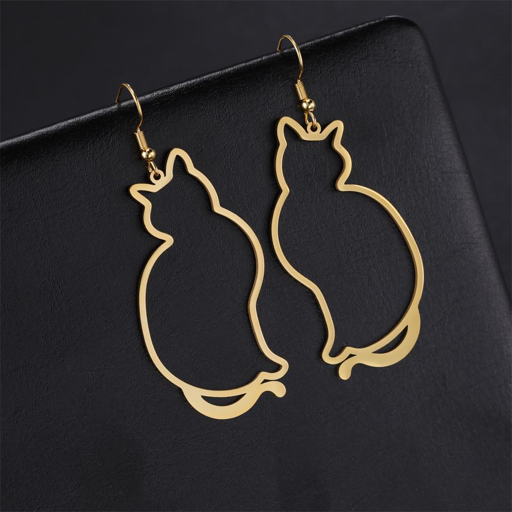 My Shape Cute Cat Drop Earrings for Women Kids Stainless Steel Lovely Kitten Animal Dangle Earring Jewelry Valentine's Day Gifts